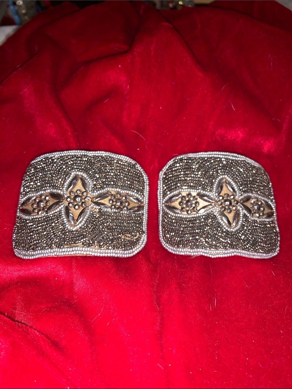 Antique Gregorian Embellished Beaded Shoe Buckles 1800’s